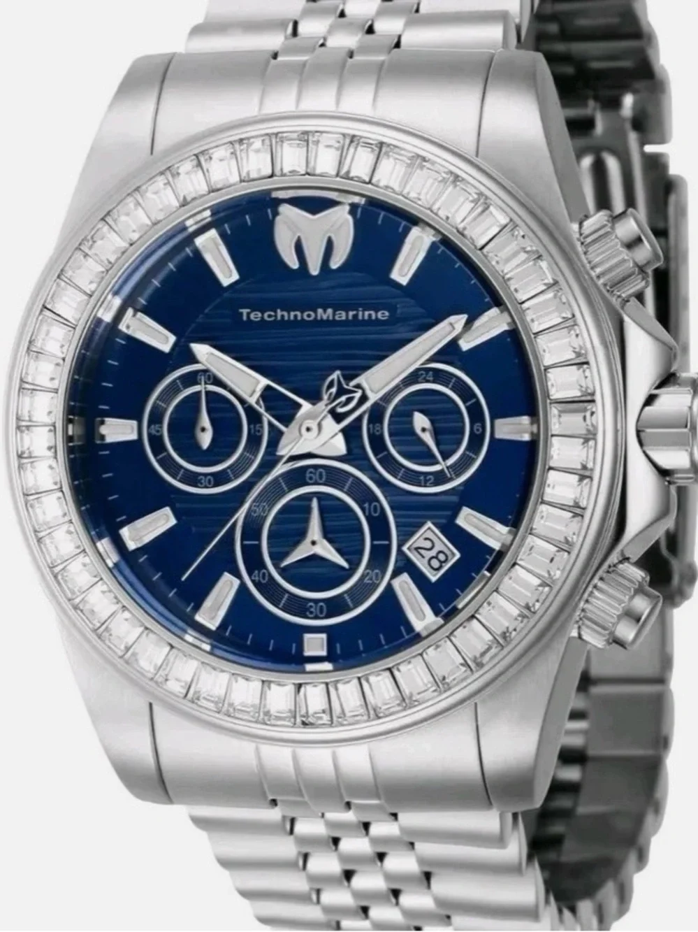Men’s Techno Manta Ray 42mm Crystal Bezel Blue Chrono watch new in box